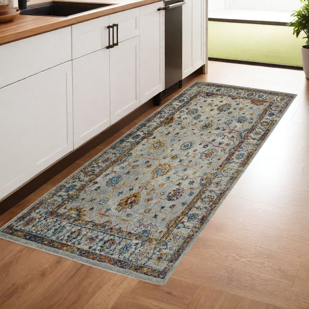 2' X 3' Gray Rust And Blue Area Rug
