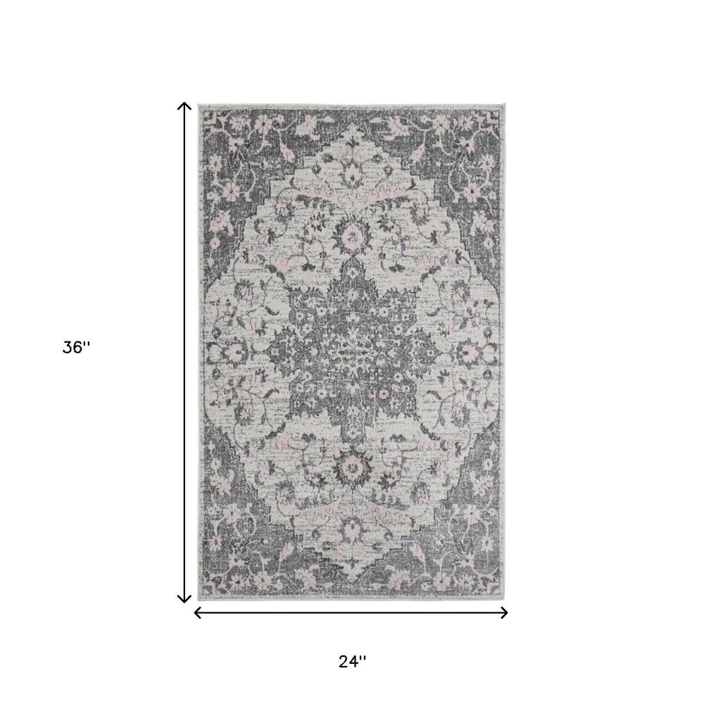 2' X 3' Gray And Dark Gray Area Rug