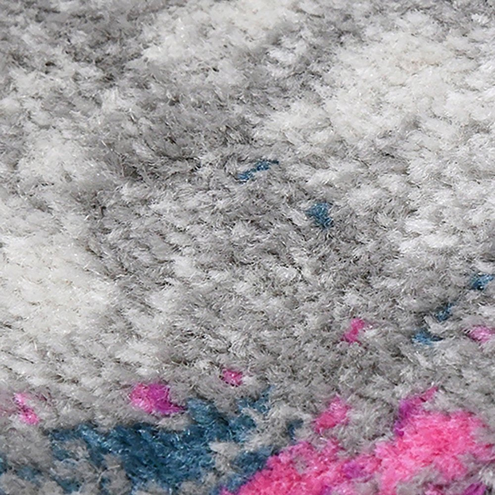 9' X 12' Pink Gray And Blue Area Rug
