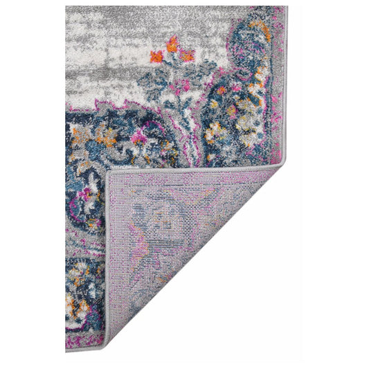 9' X 12' Pink Gray And Blue Area Rug