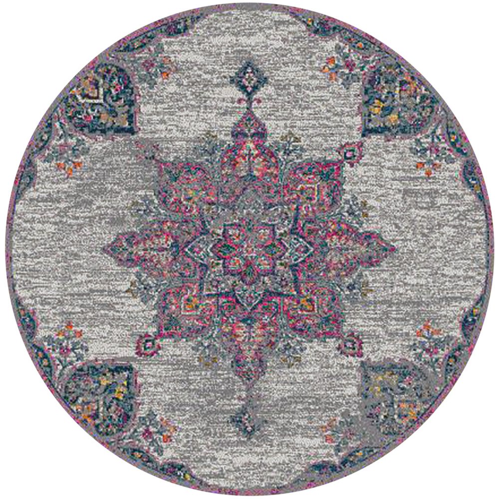 9' X 12' Pink Gray And Blue Area Rug