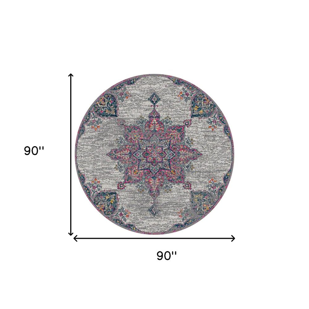 9' X 12' Pink Gray And Blue Area Rug