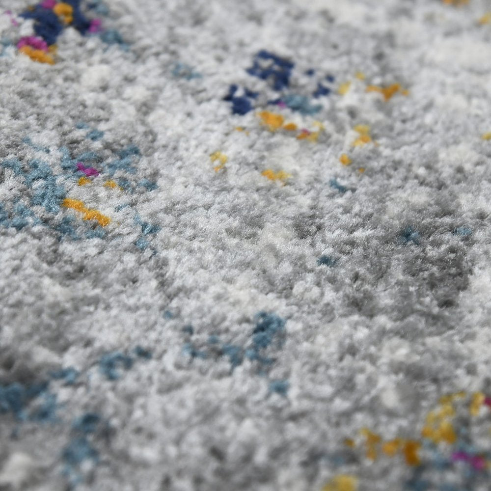 8' Gray Blue And Brown Medallion Distressed Runner Rug