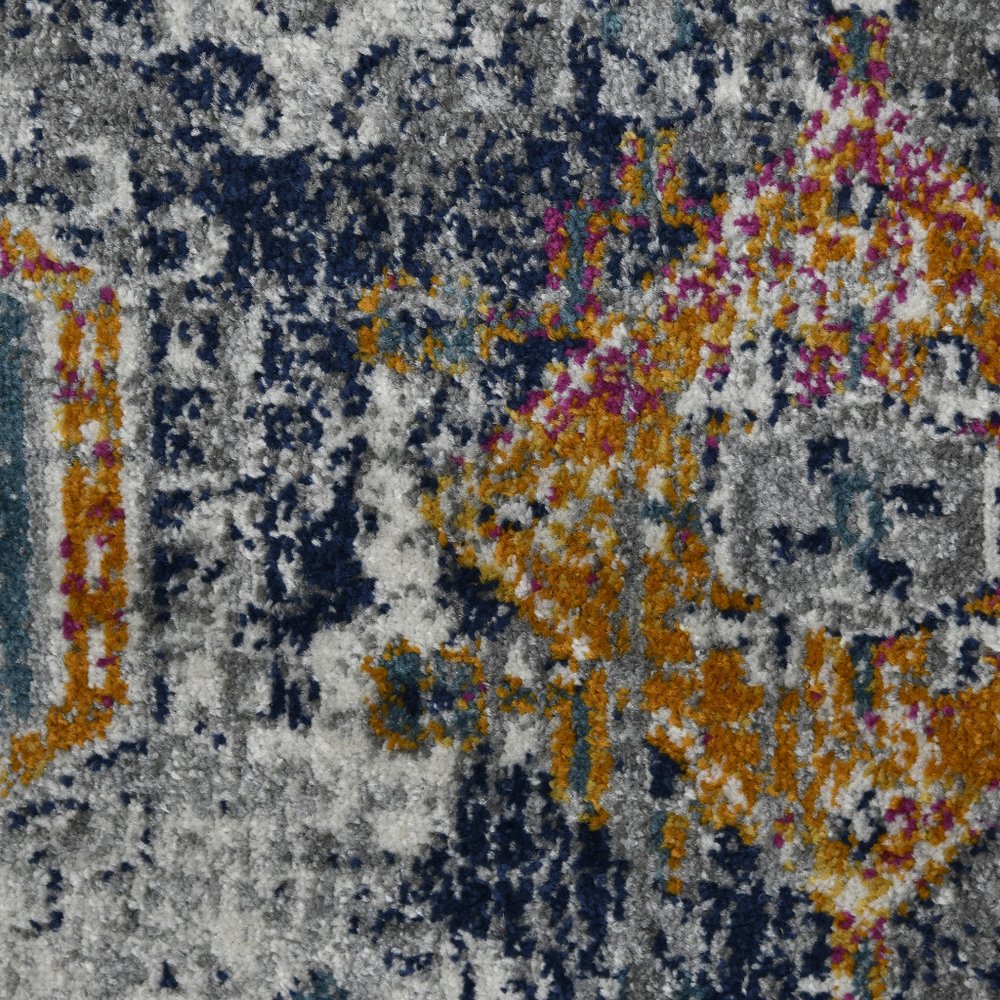 5' X 7' Blue Gray And Rust Area Rug