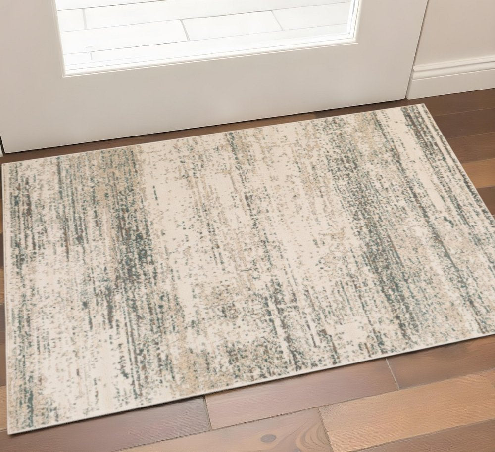 5' X 8' Ivory And Gray Abstract Area Rug