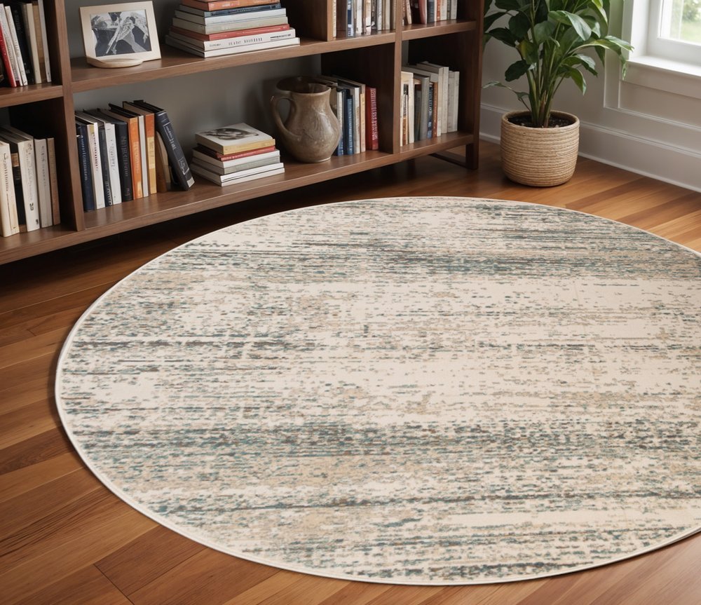 5' X 8' Ivory And Gray Abstract Area Rug