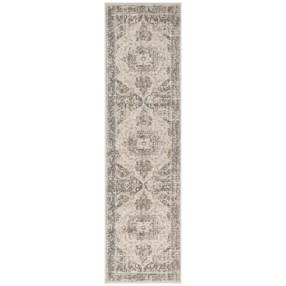 10' X 14' Gray And Beige Medallion Area Rug