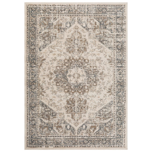 10' X 14' Gray And Beige Medallion Area Rug