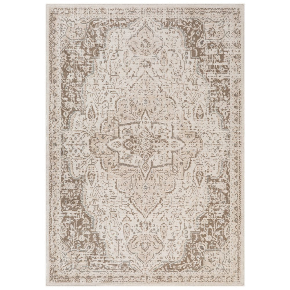 8' X 10' Cream And Brown Medallion Area Rug
