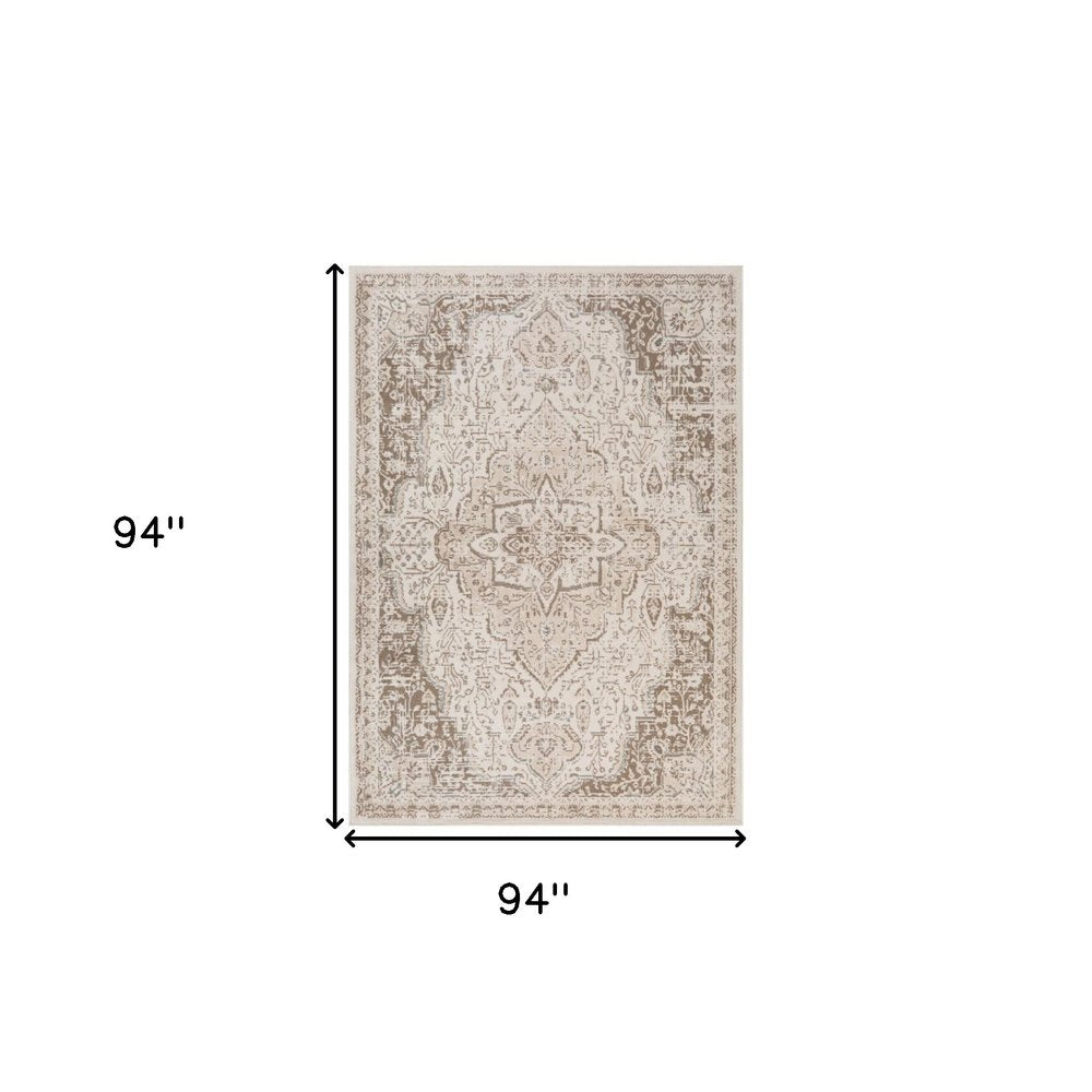 8' X 10' Cream And Brown Medallion Area Rug