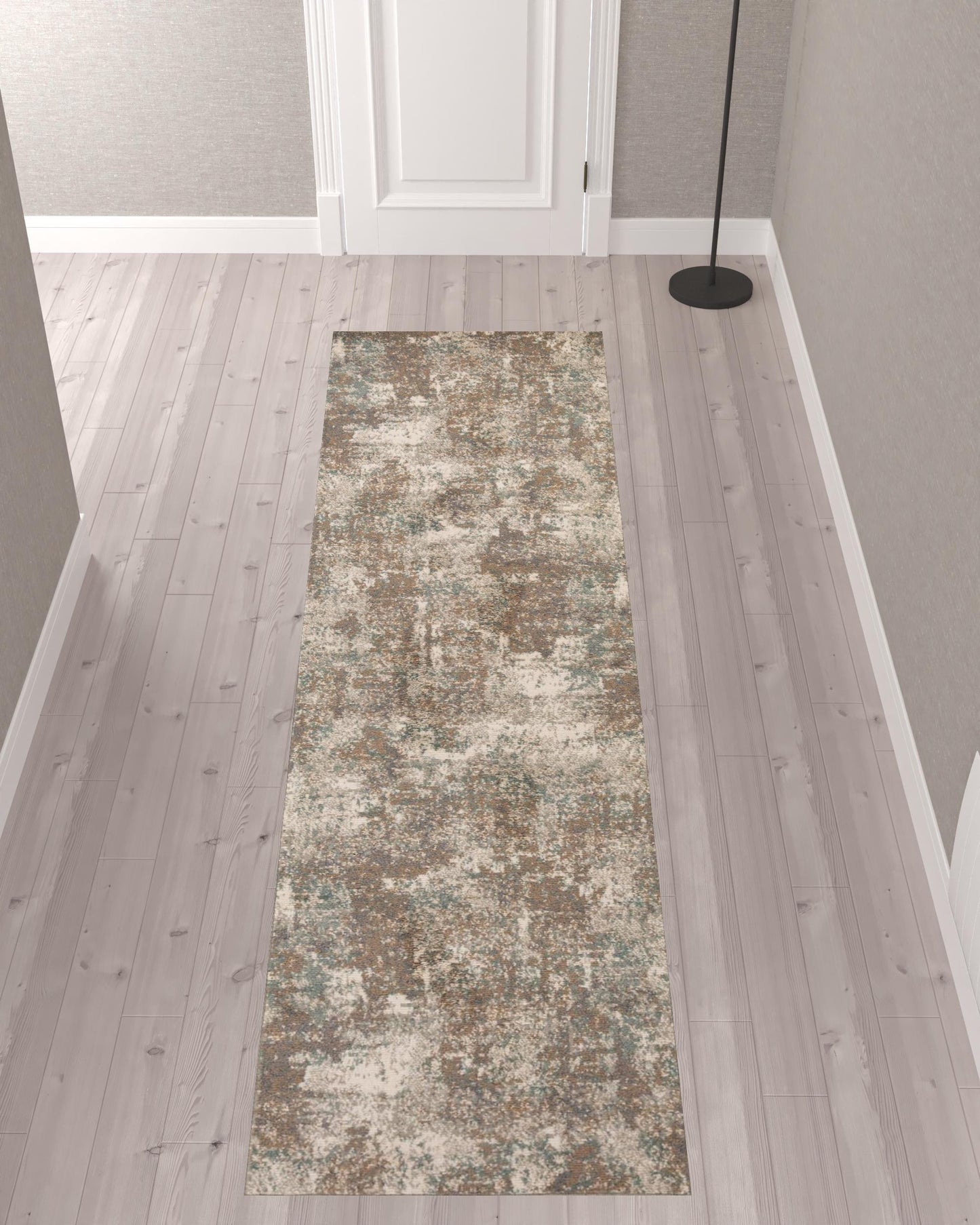 10' X 14' Gray and Light Brown Abstract Power Loom Area Rug
