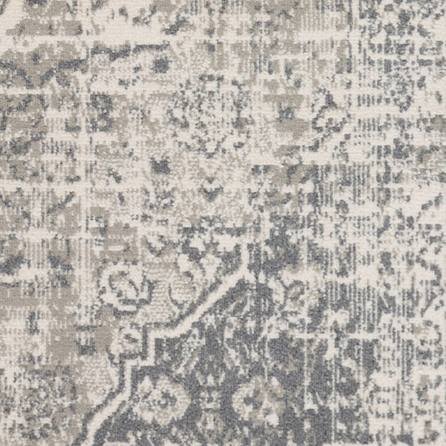 10' X 14' Medium Gray and Ivory Medallion Power Loom Area Rug