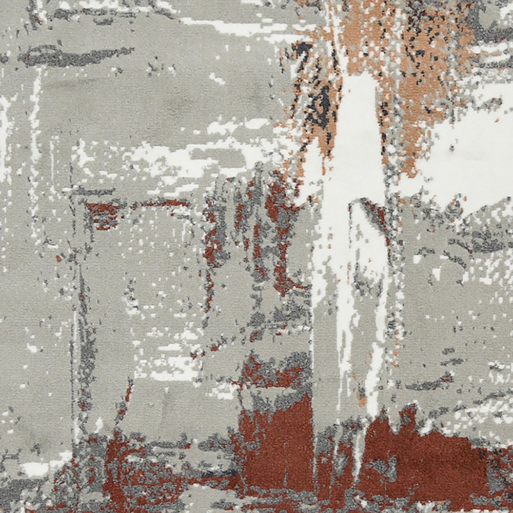 8' X 10' Ivory Gray and Rust Abstract Power Loom Area Rug