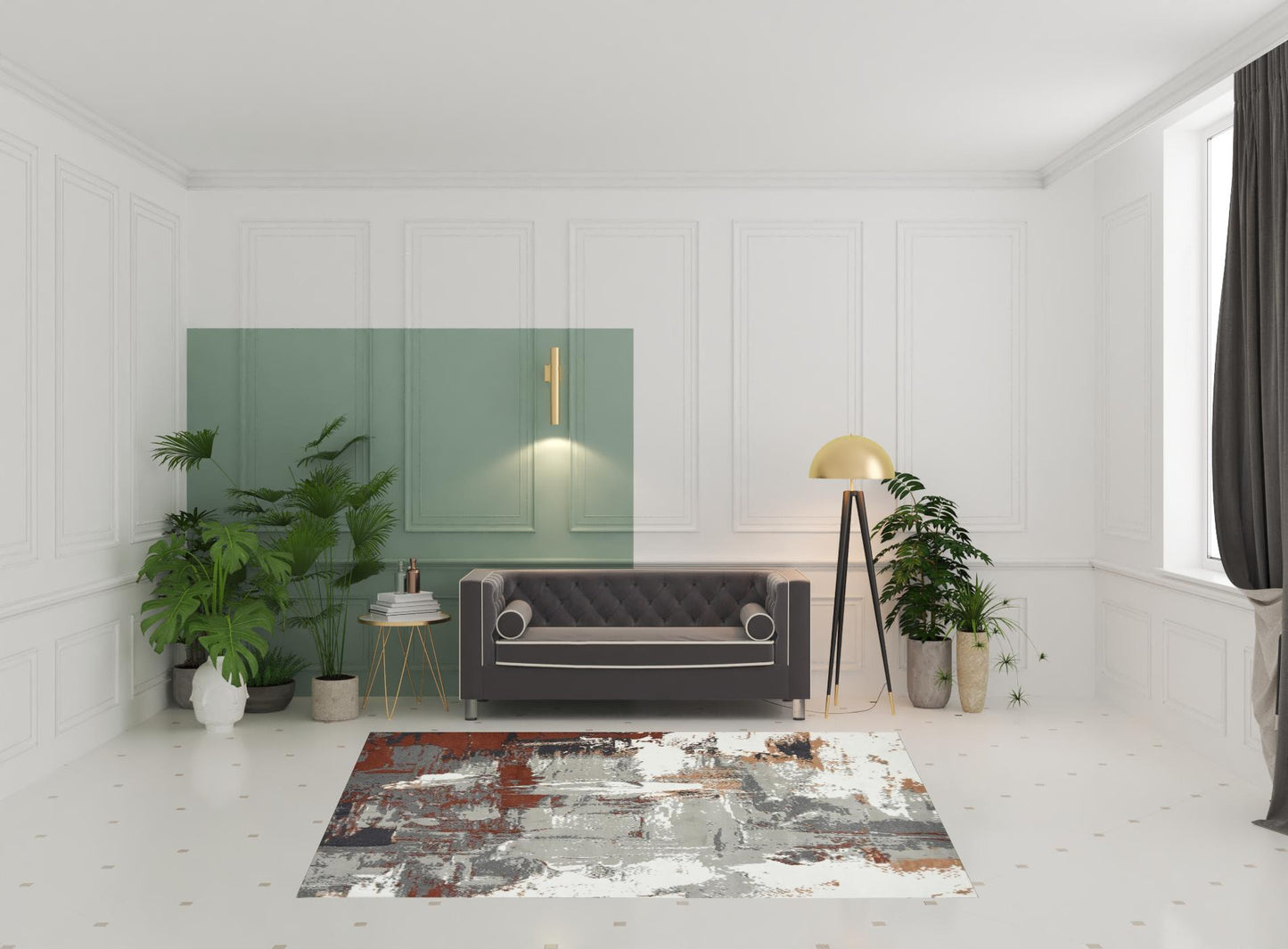 10' X 14' Ivory Gray and Rust Abstract Power Loom Area Rug