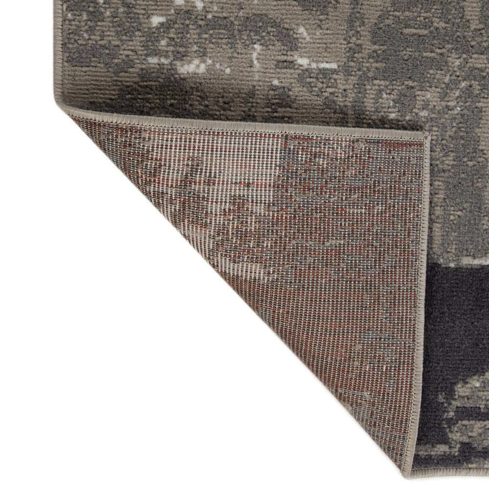 8' X 10' Ivory Black and Gray Abstract Power Loom Area Rug