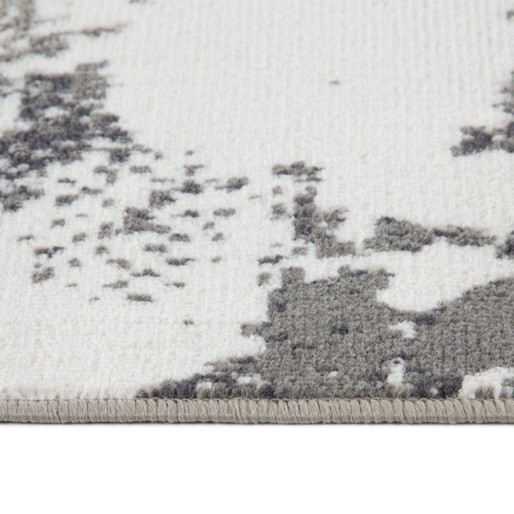 8' X 10' Ivory Black and Gray Abstract Power Loom Area Rug