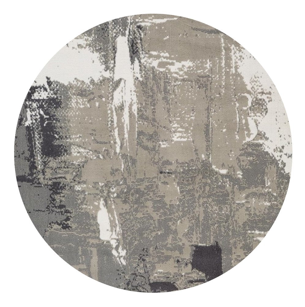 8' X 10' Ivory Black and Gray Abstract Power Loom Area Rug