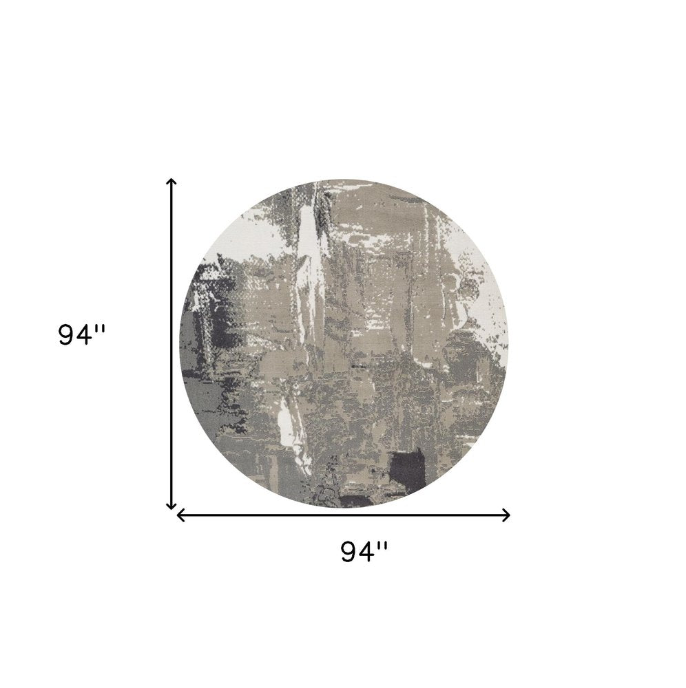 8' X 10' Ivory Black and Gray Abstract Power Loom Area Rug