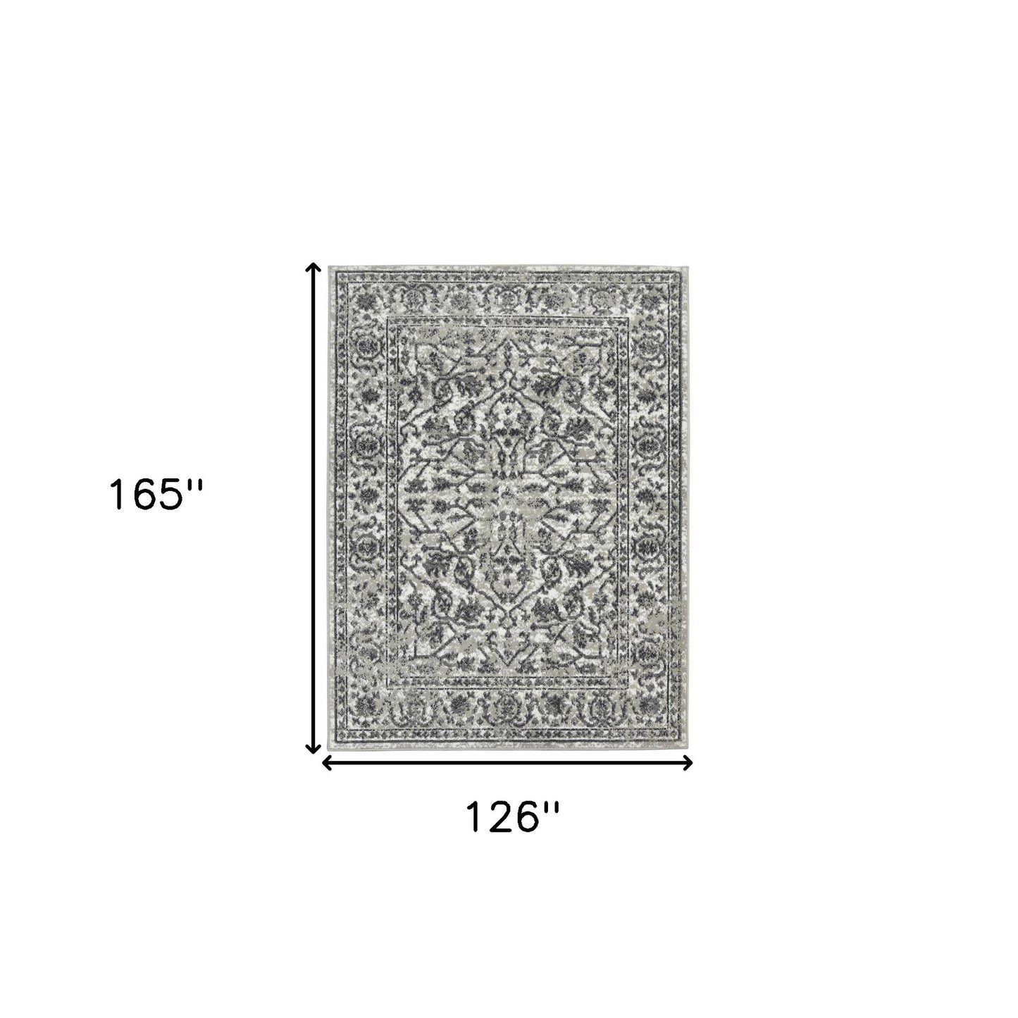 10' X 14' Gray and Dark Gray Floral Power Loom Area Rug