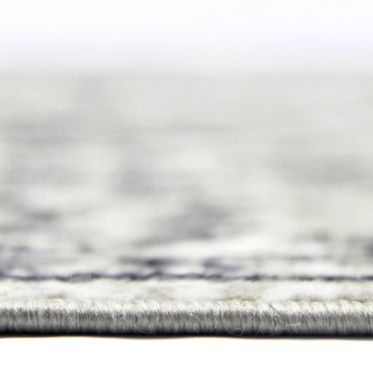 10' X 14' Ivory Gray And Dark Gray Floral Area Rug