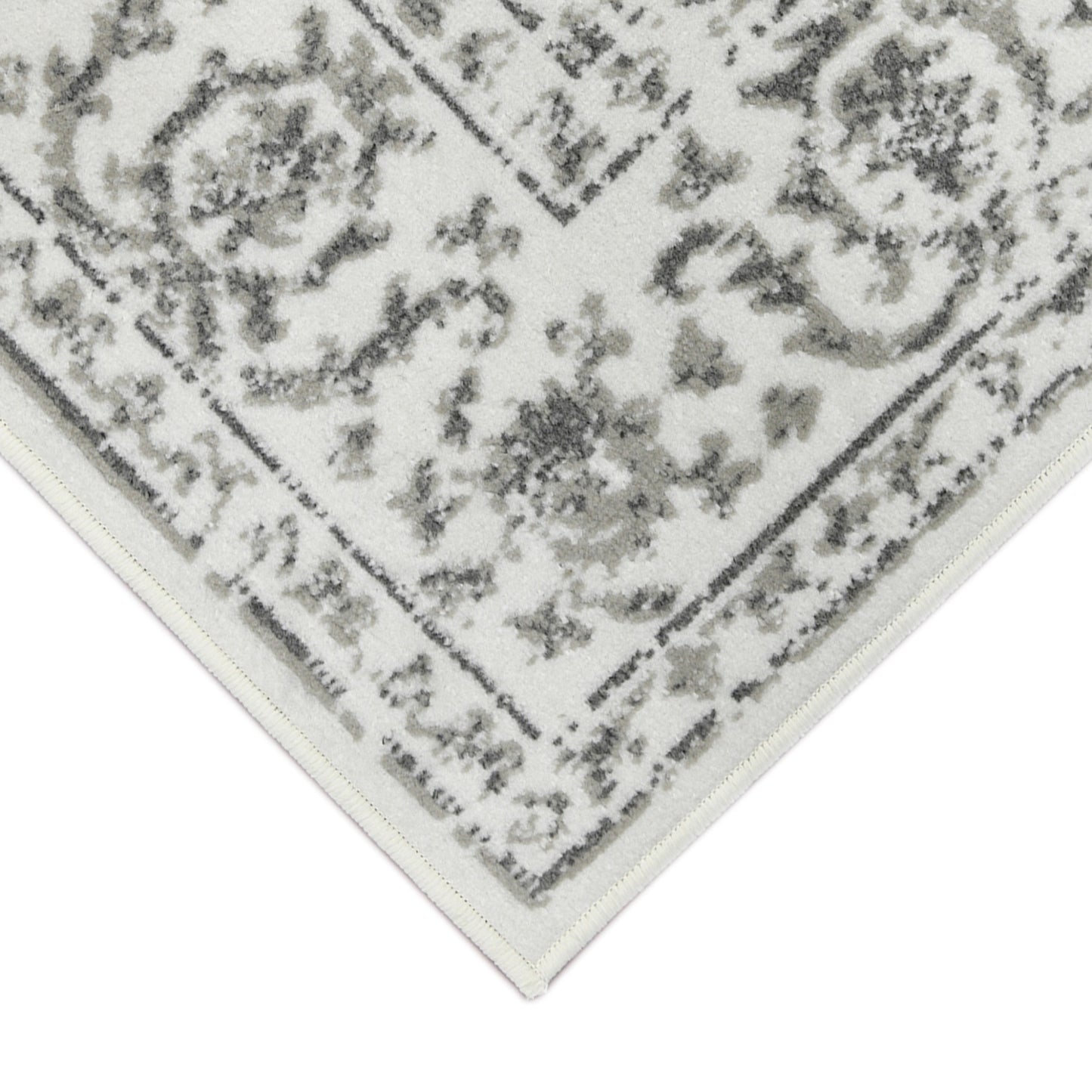 10' X 14' Gray and Light Gray Floral Power Loom Area Rug