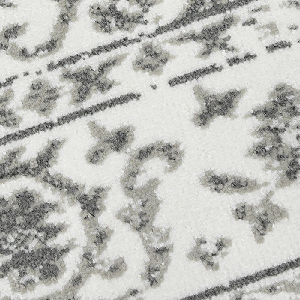 10' X 14' Ivory And Gray Floral Area Rug