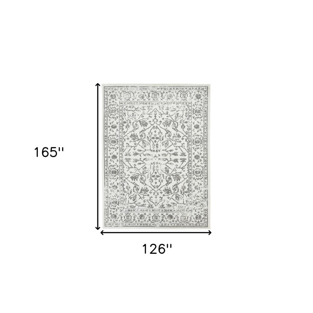 10' X 14' Ivory And Gray Floral Area Rug