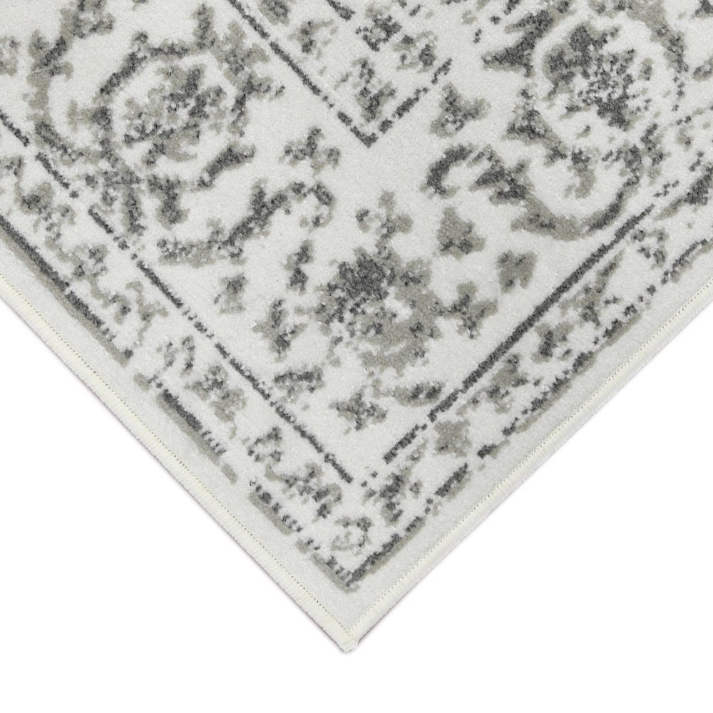 10' X 14' Ivory And Gray Floral Area Rug