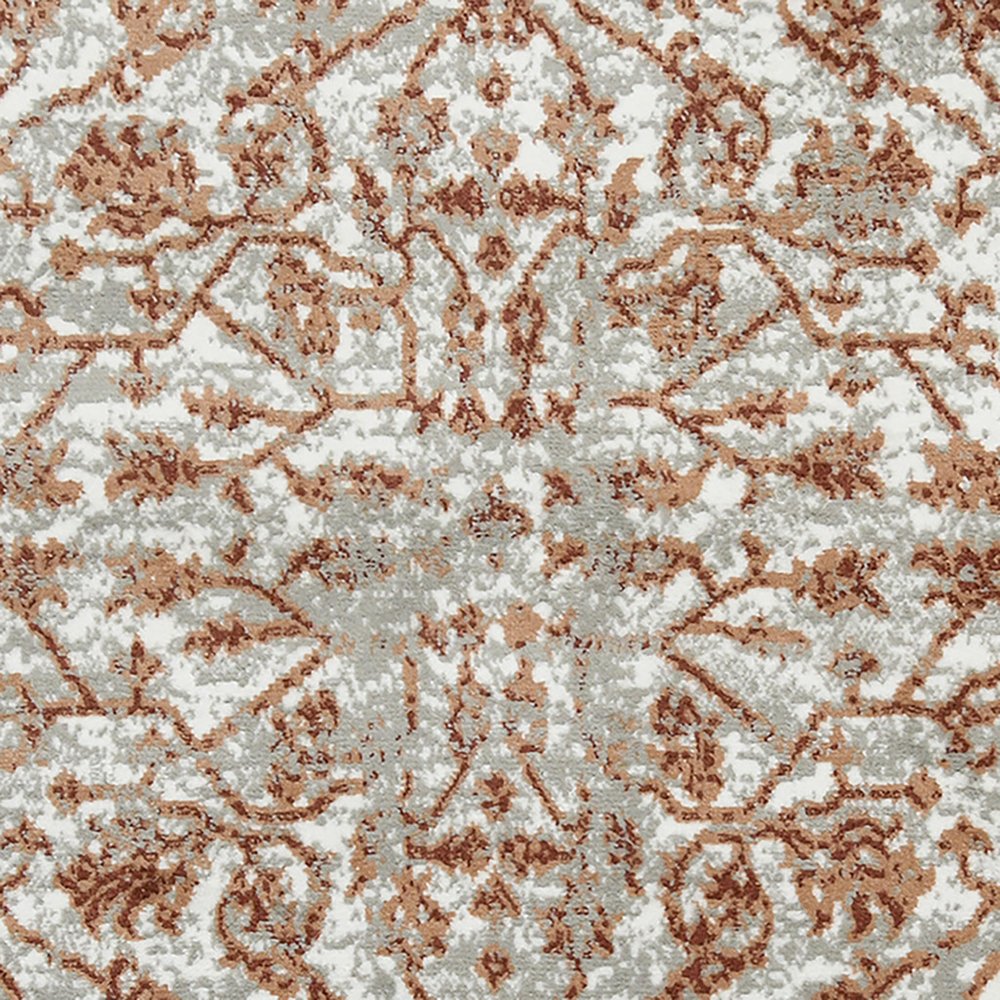 10' X 14' Ivory Gray And Rust Floral Area Rug