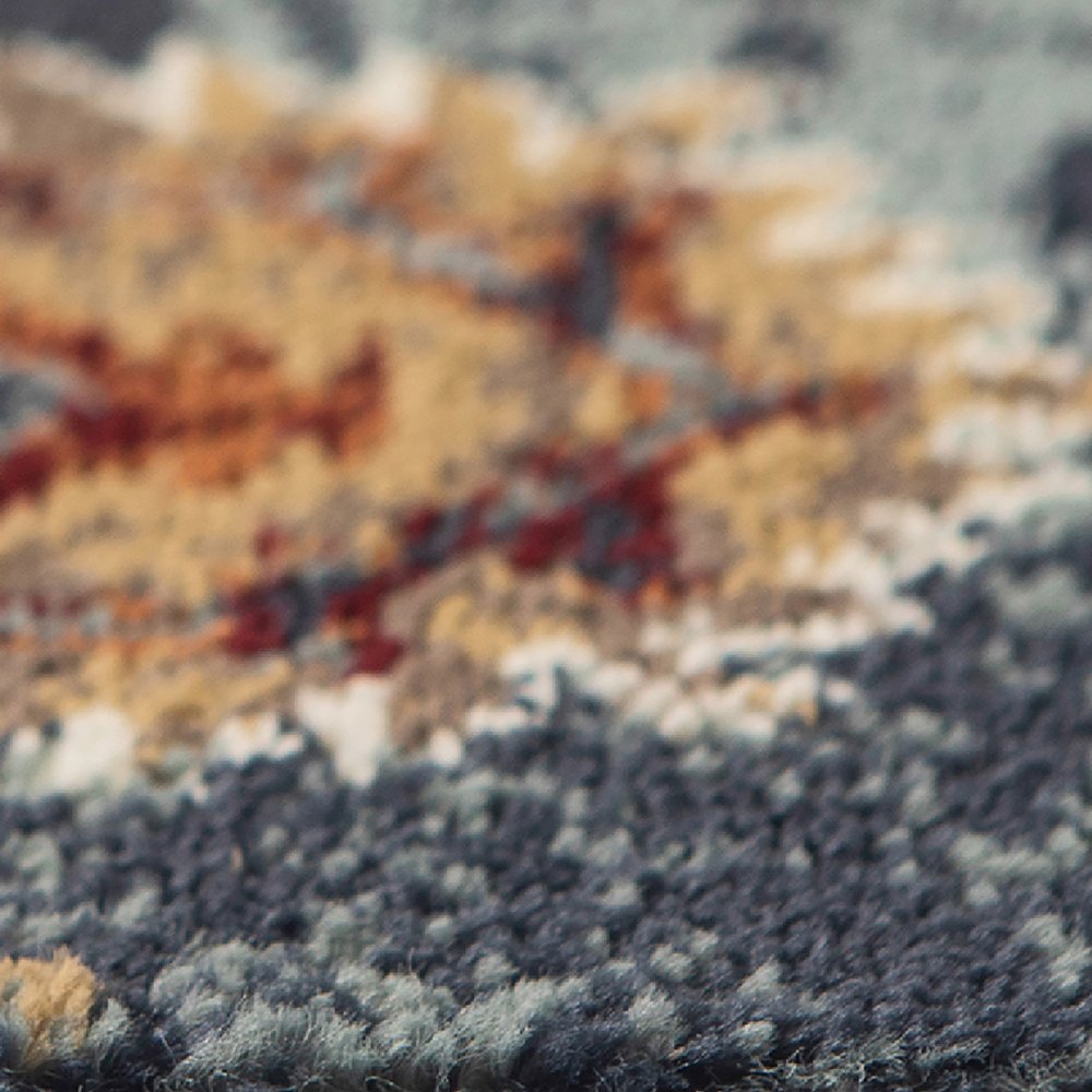 2' X 3' Teal Rust and Orange Oriental Power Loom Area Rug