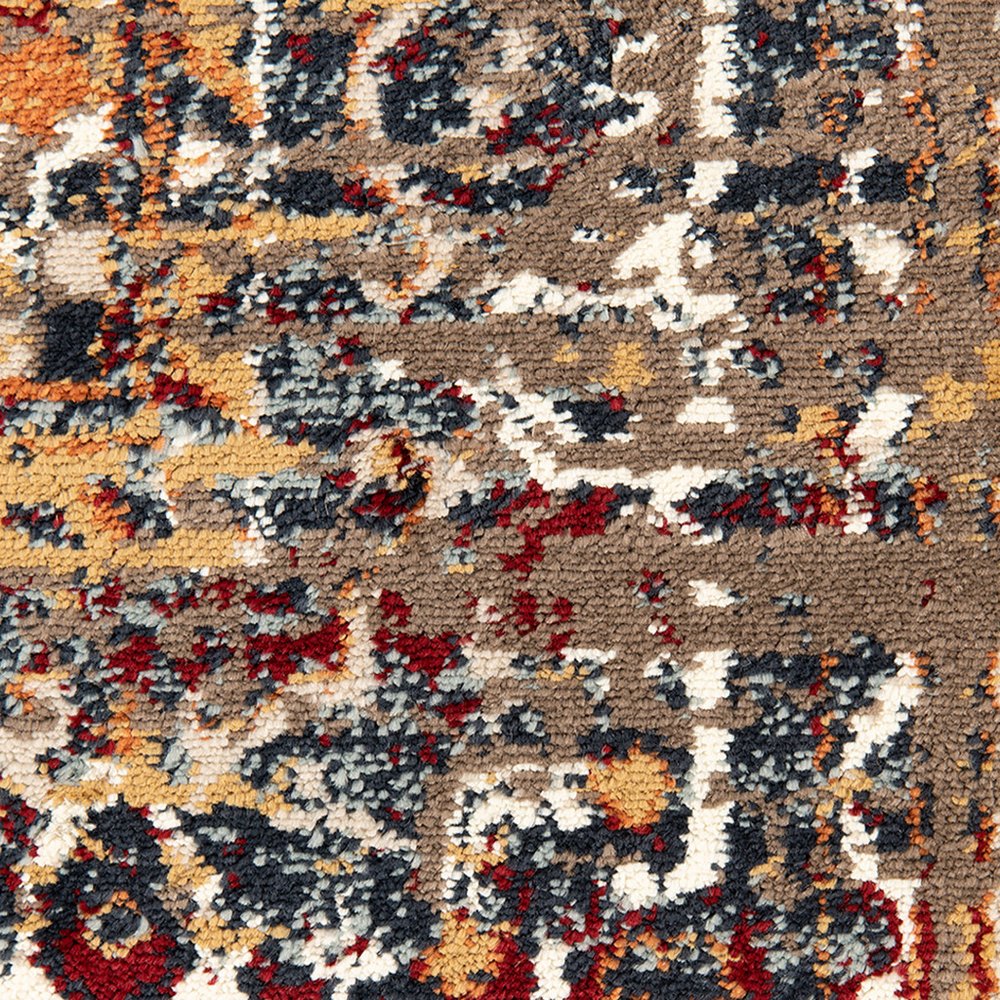 8' X 10' Ivory Red and Orange Medallion Power Loom Area Rug