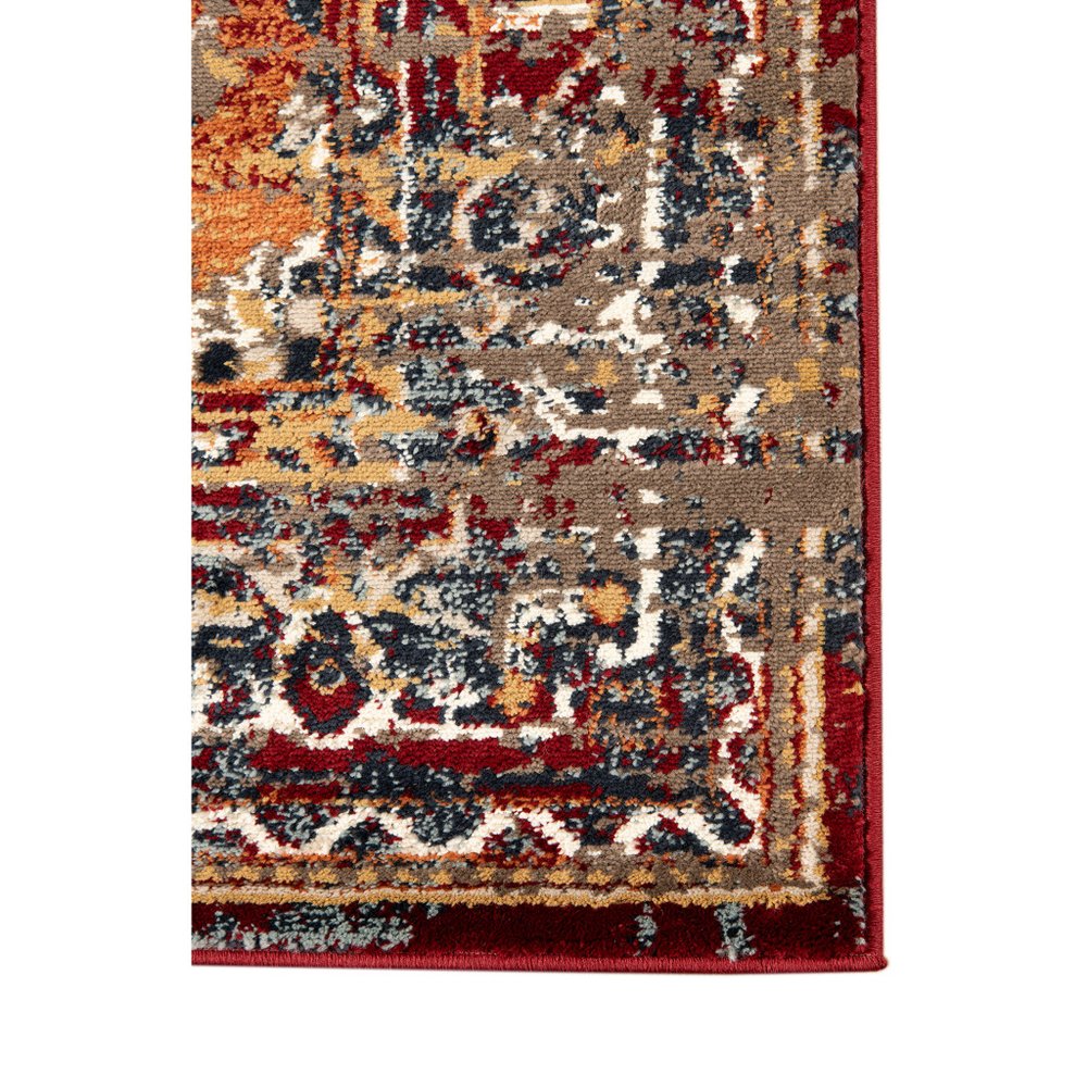 8' X 10' Ivory Red and Orange Medallion Power Loom Area Rug