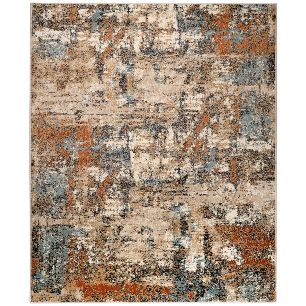 5' X 8' Tan Orange and Gray Abstract Power Loom Area Rug