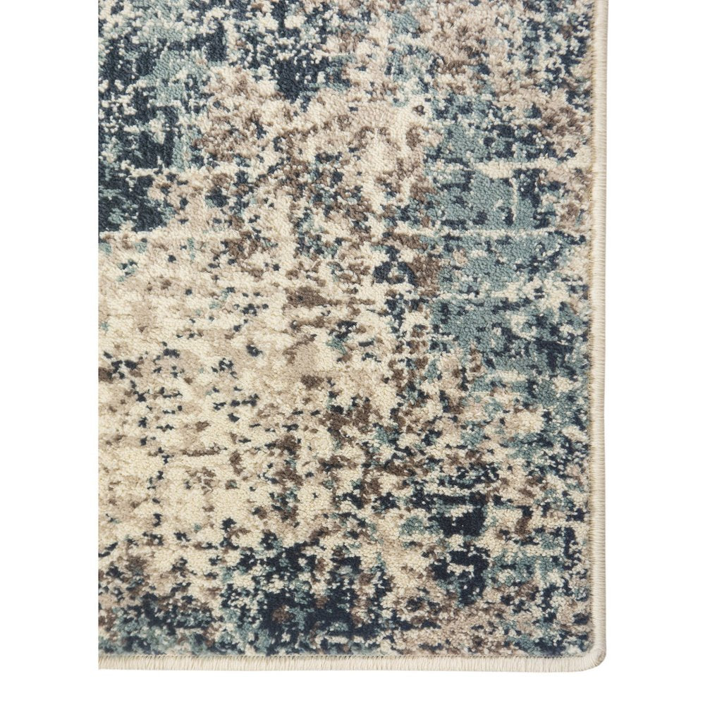 9' X 12' Ivory Blue and Gray Abstract Power Loom Area Rug
