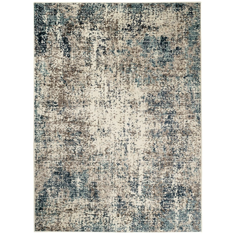 9' X 12' Ivory Blue and Gray Abstract Power Loom Area Rug
