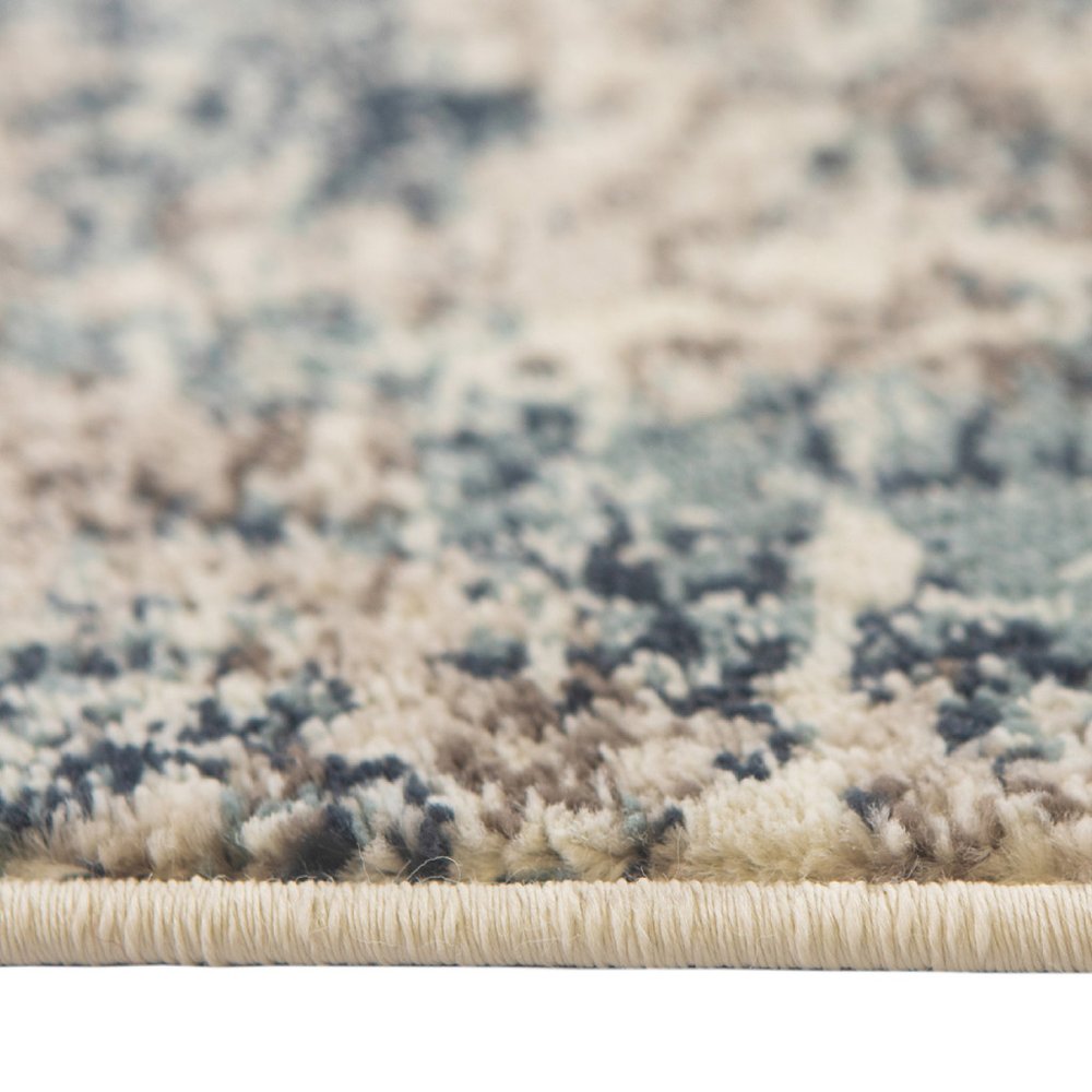 9' X 12' Ivory Blue and Gray Abstract Power Loom Area Rug