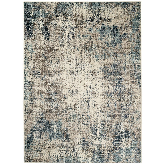 9' X 12' Ivory Blue and Gray Abstract Power Loom Area Rug