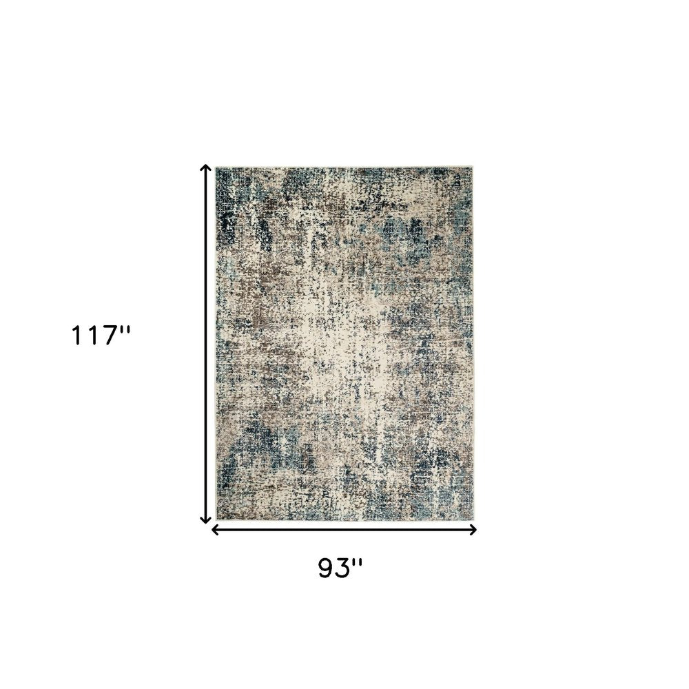 9' X 12' Ivory Blue and Gray Abstract Power Loom Area Rug