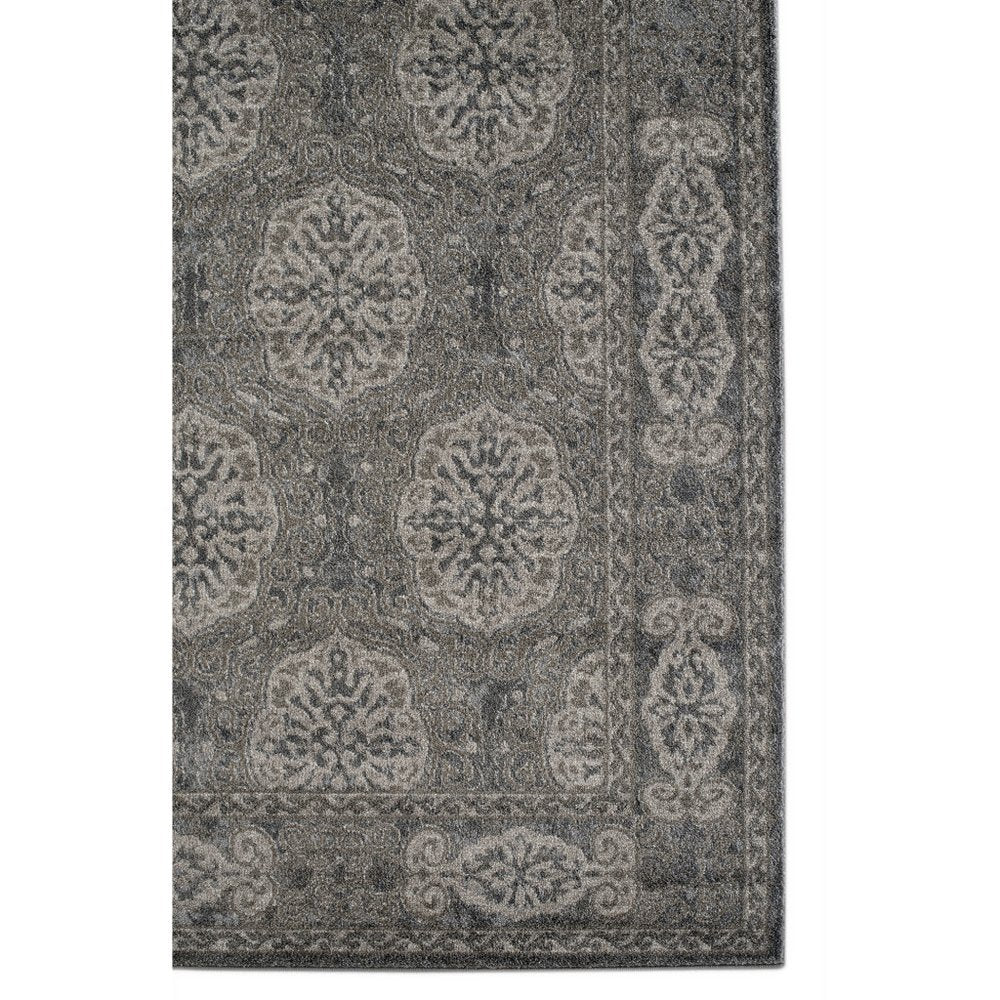 9' X 12' Charcoal And Gray Medallion Area Rug