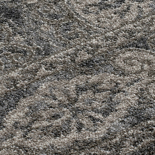 9' X 12' Charcoal And Gray Medallion Area Rug