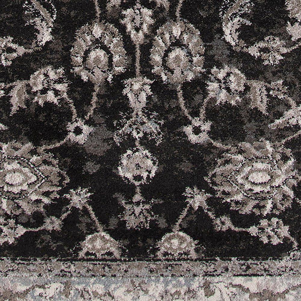 8' X 10' Ivory Black and Gray Oriental Power Loom Area Rug