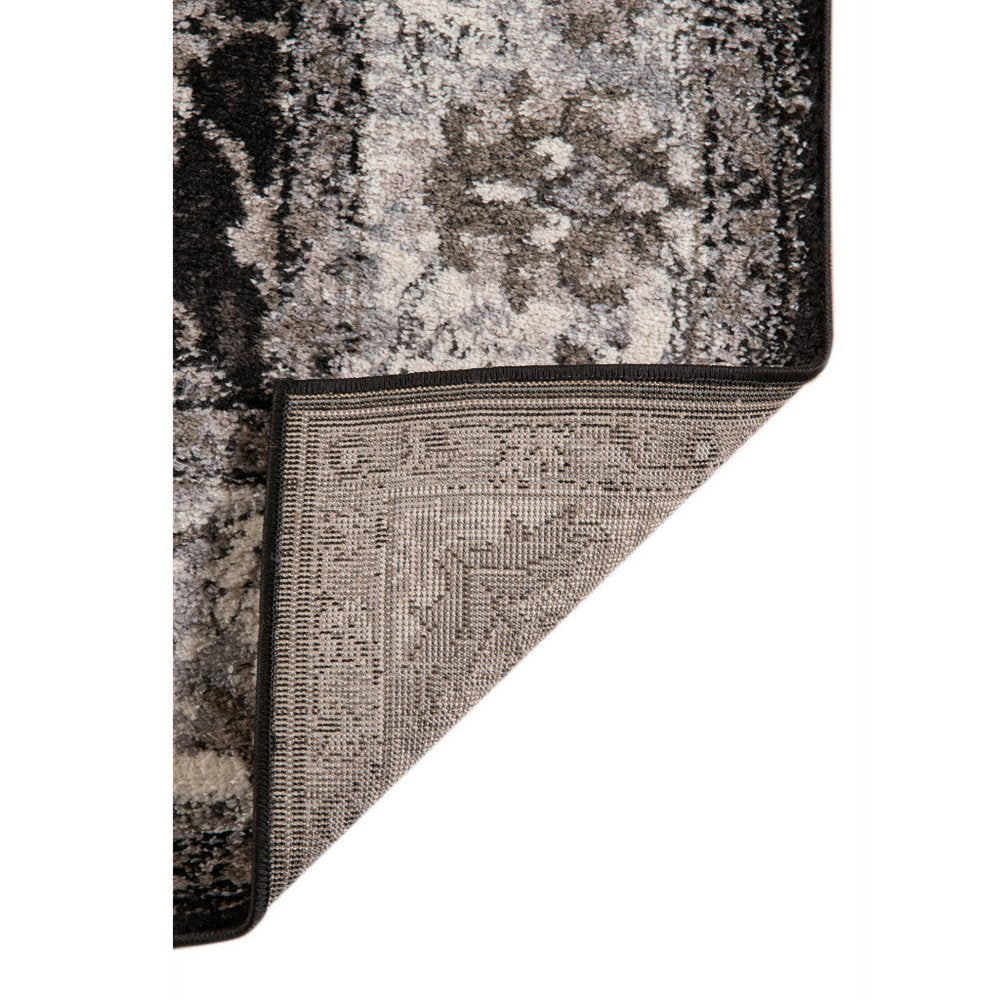 8' X 10' Ivory Black and Gray Oriental Power Loom Area Rug