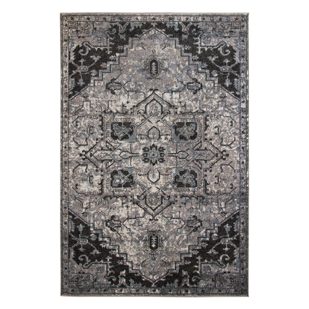 2' X 3' Black And Gray Medallion Area Rug