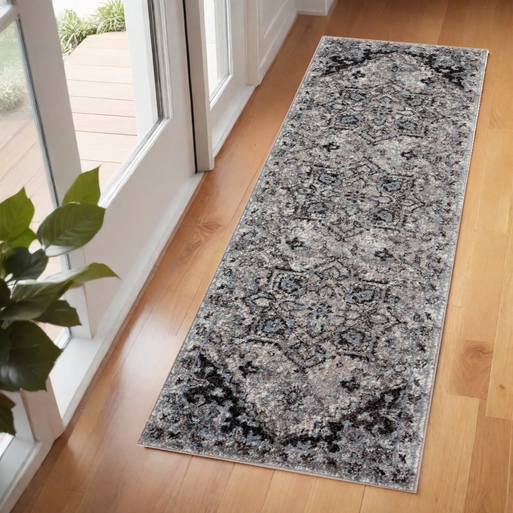 2' X 3' Black And Gray Medallion Area Rug