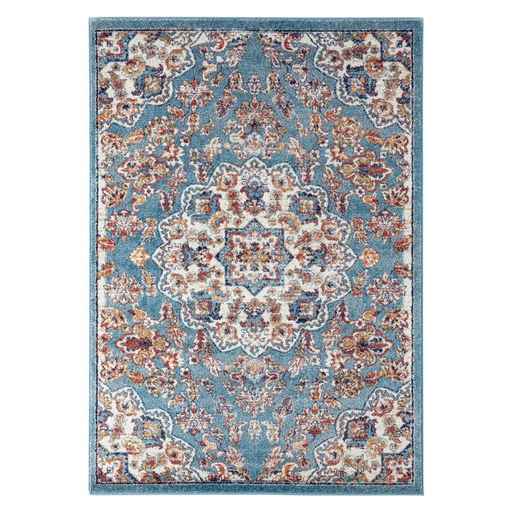 2' X 3' Ivory Gray and Orange Medallion Power Loom Area Rug