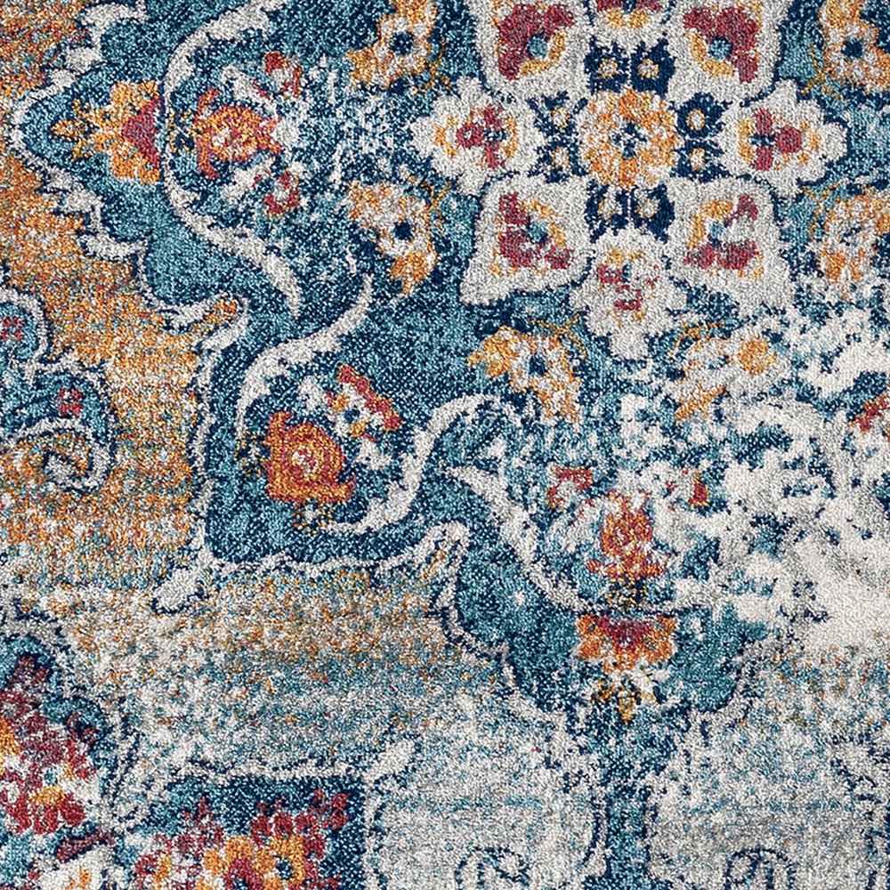 2' X 3' Blue Red and Orange Medallion Power Loom Area Rug