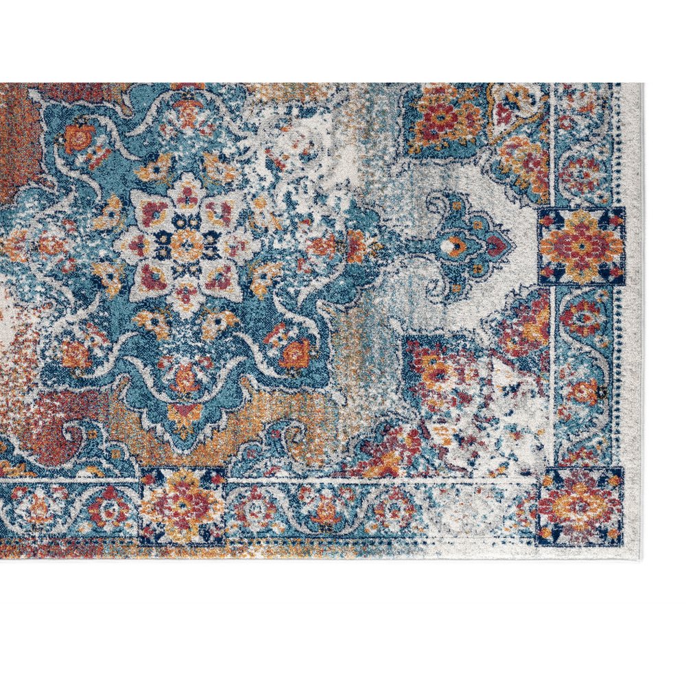 2' X 3' Blue Red and Orange Medallion Power Loom Area Rug