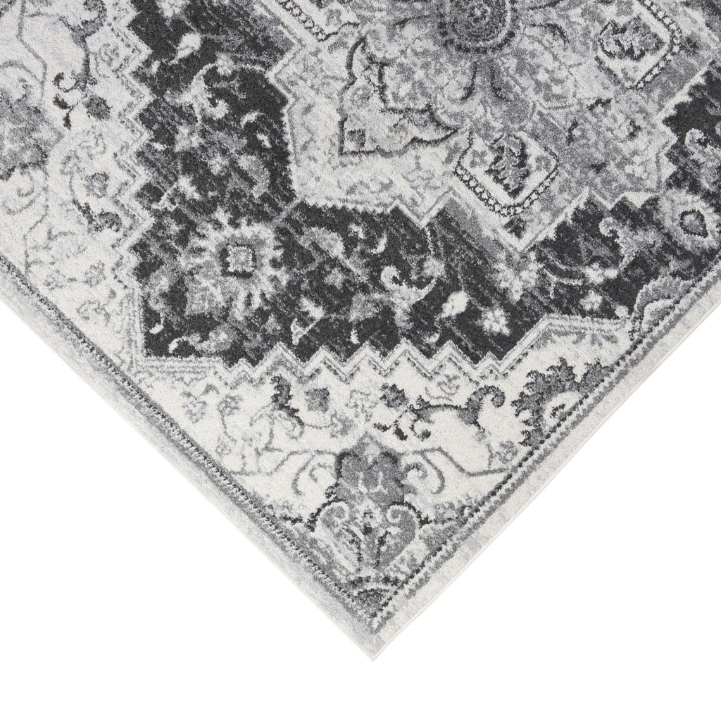 2' X 3' Gray and Dark Gray Medallion Power Loom Area Rug