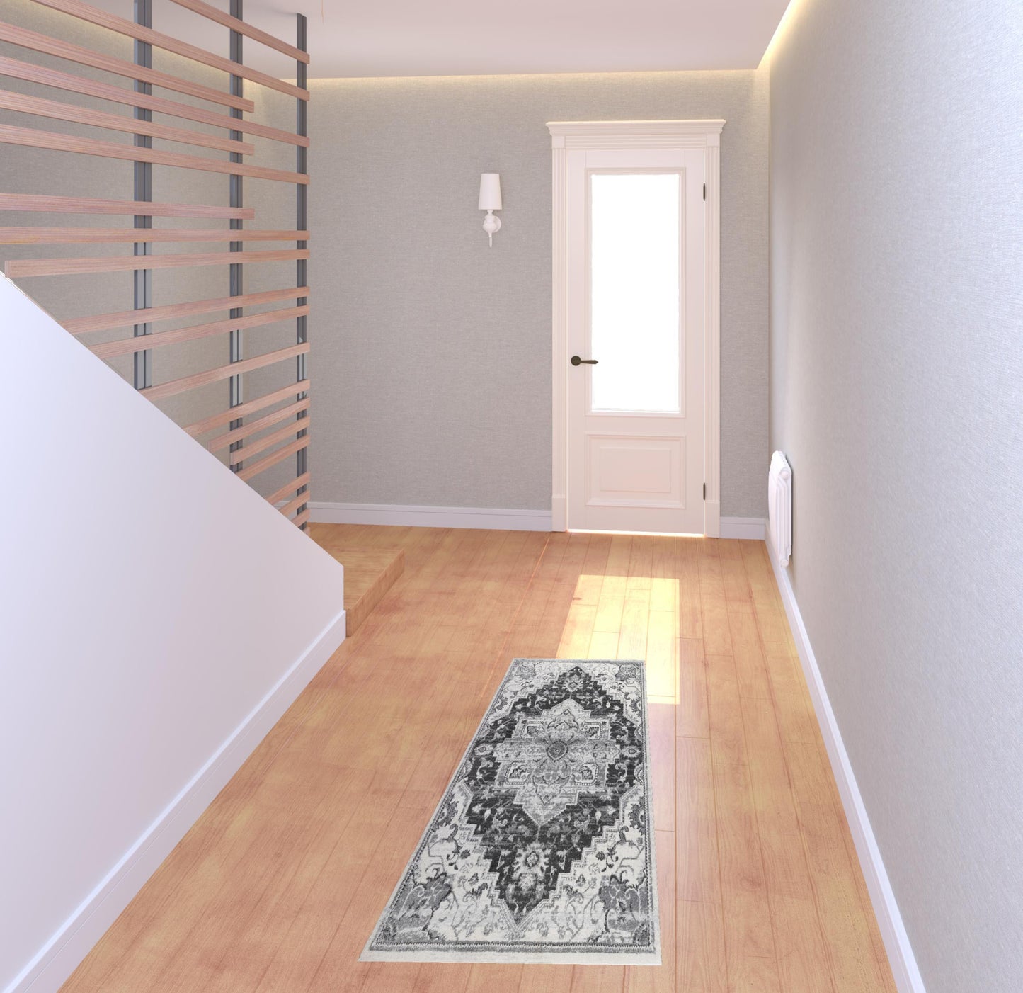 2' X 3' Gray and Dark Gray Medallion Power Loom Area Rug