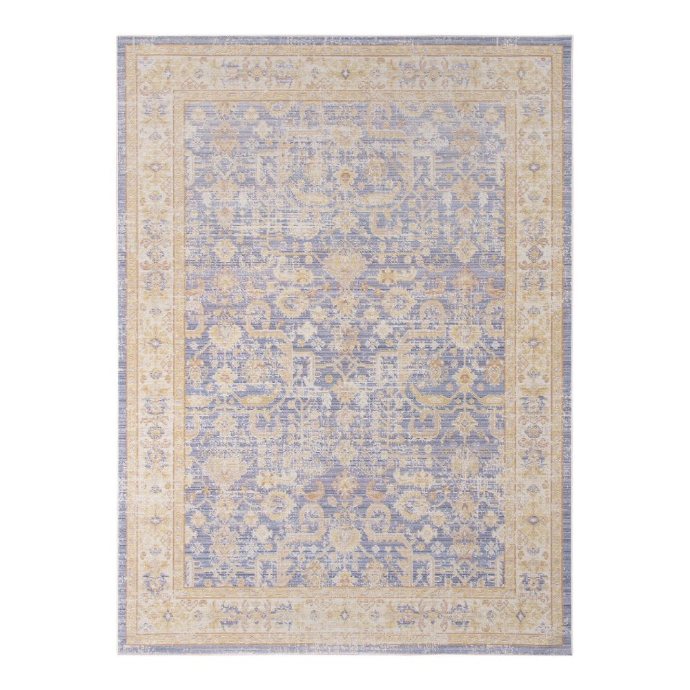 5' X 8' Gray Yellow And Lavender Floral Area Rug